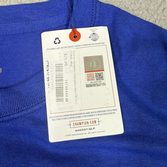 Kansas Jayhawks Shirt Mens Medium Blue Class of 2027 Champion T-Shirt Tee NWT - Picture 5 of 10